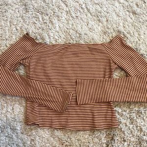 UO Off-the-Shoulder Striped Long Sleeve
